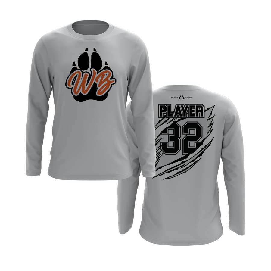 Personalized WBYB Long Sleeve Shirt - Black Team Paw Print Logo