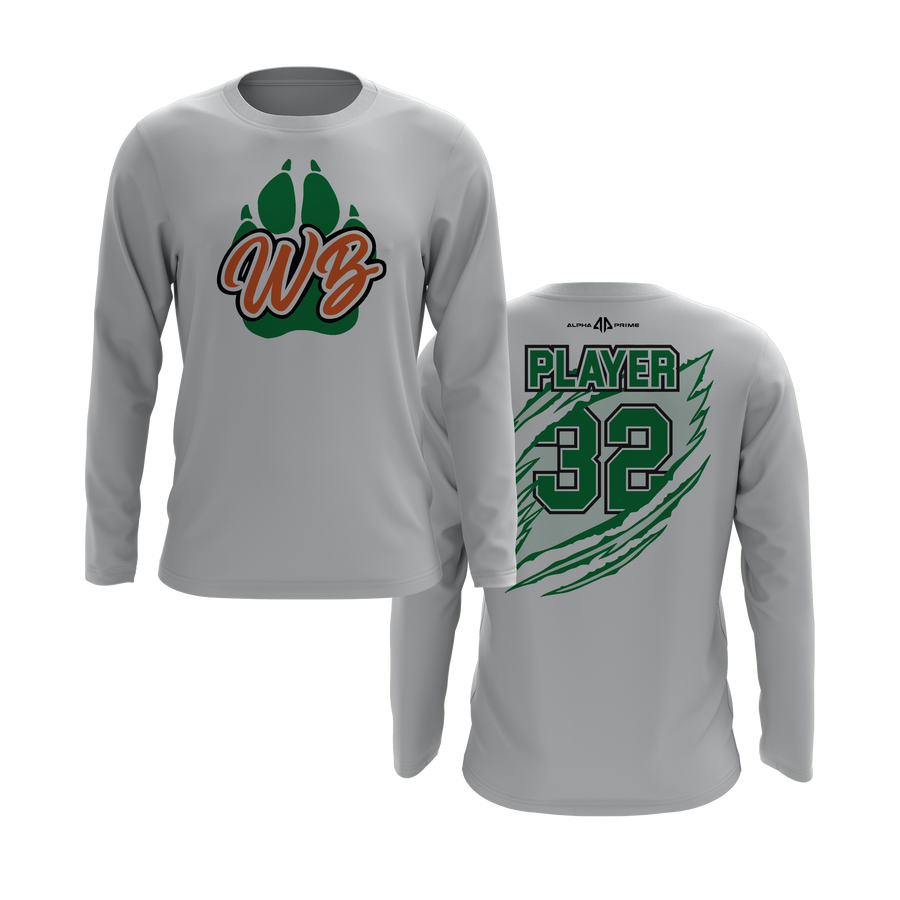 Personalized WBYB Long Sleeve Shirt - Green Team Paw Print Logo