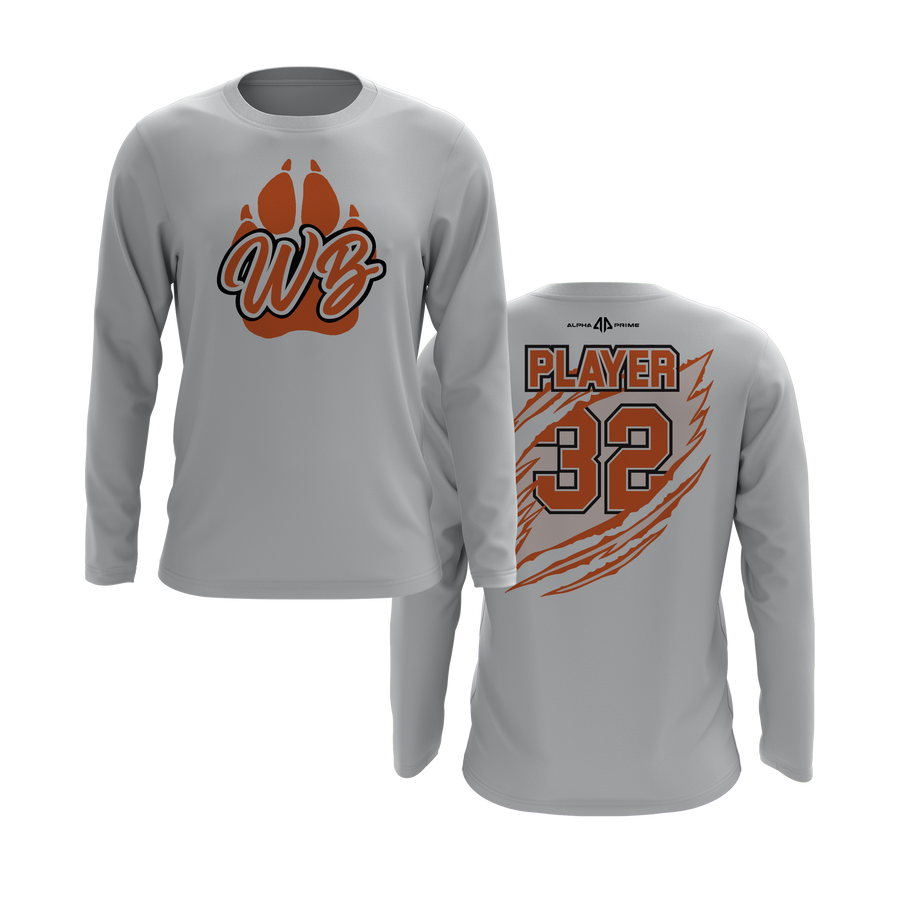 Personalized WBYB Long Sleeve Shirt - Orange Team Paw Print Logo