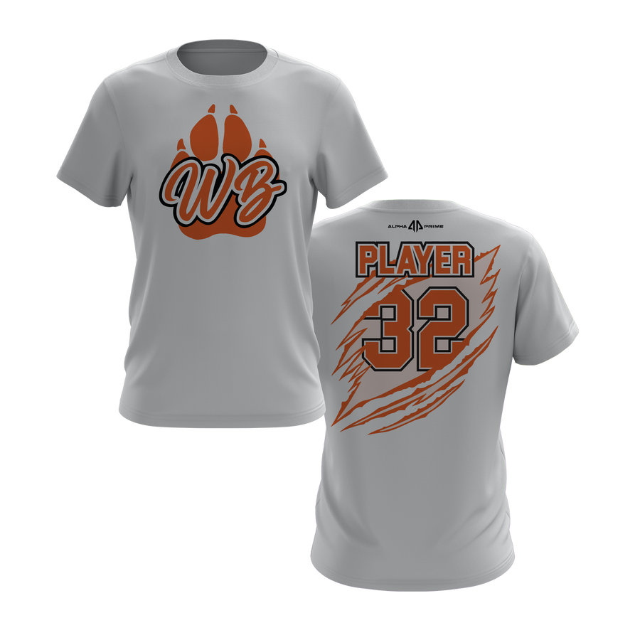 Personalized WBYB Short Sleeve Shirt - Orange Team Paw Print Logo