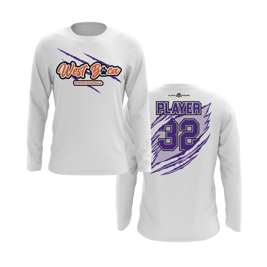 Personalized WBYB Long Sleeve Shirt - Purple Team Claw Mark Logo