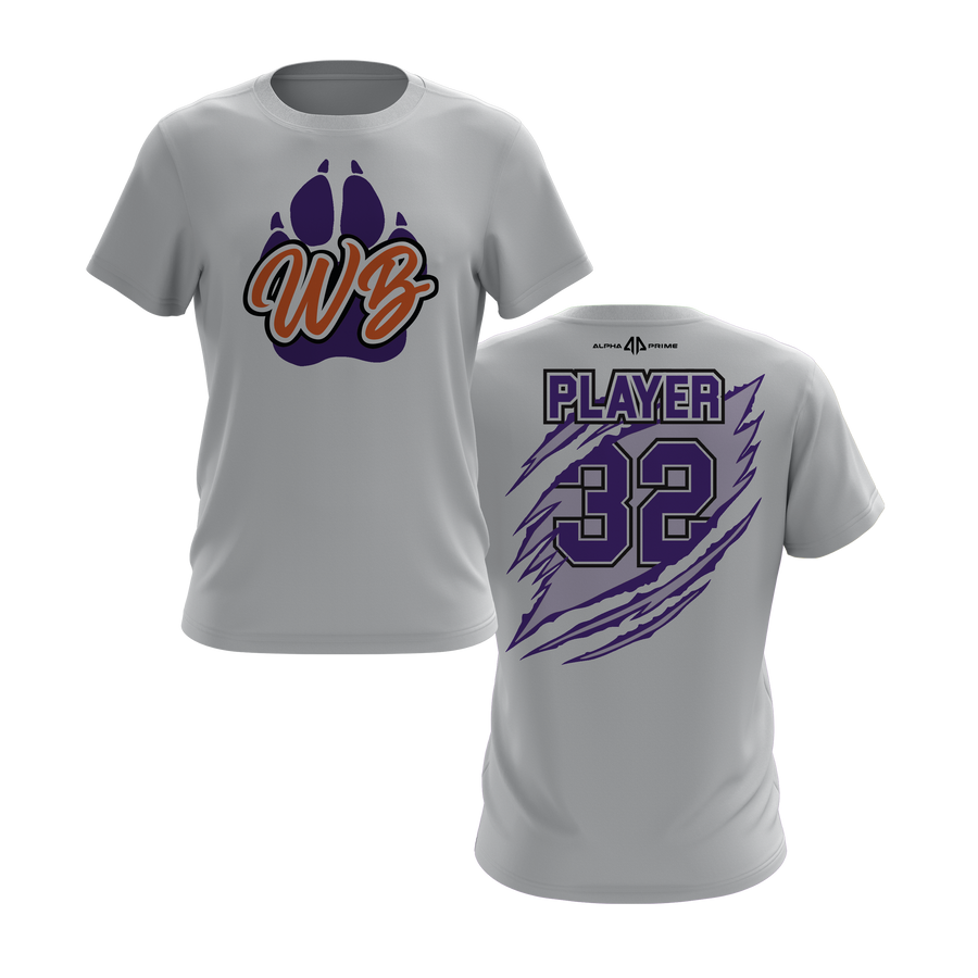 Personalized WBYB Short Sleeve Shirt - Purple Team Paw Print Logo