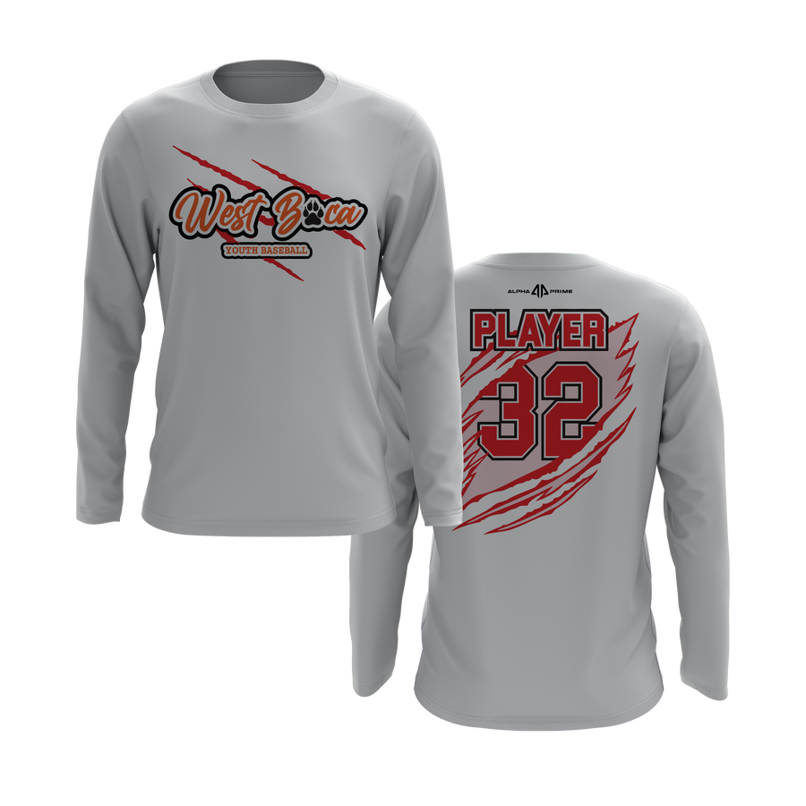 Personalized WBYB Long Sleeve Shirt - Red Team Claw Mark Logo