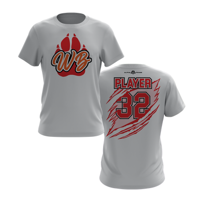 Personalized WBYB Short Sleeve Shirt - Red Team Paw Print Logo