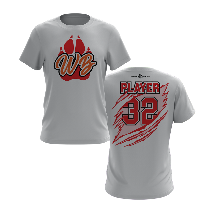 Personalized WBYB Short Sleeve Shirt - Red Team Paw Print Logo