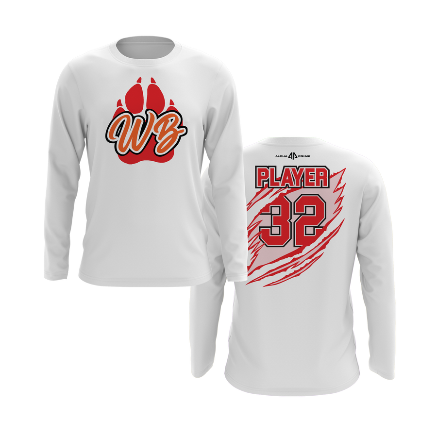 Personalized WBYB Long Sleeve Shirt - Red Team Paw Print Logo