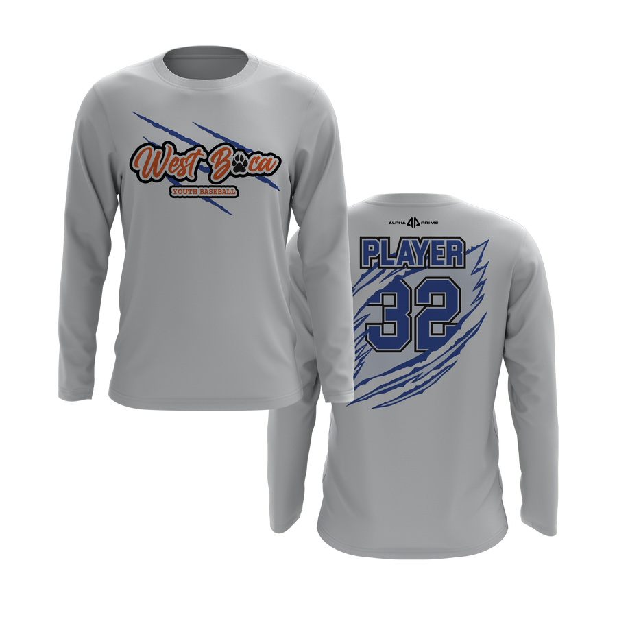 Personalized WBYB Long Sleeve Shirt - Royal Blue Team Claw Mark Logo