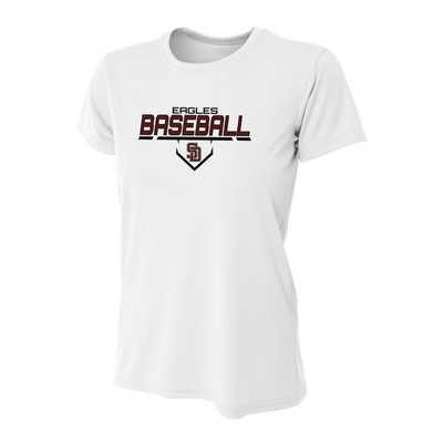Stoneman Douglas Eagles Baseball Logo Women's White Shirt V2