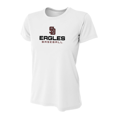 Stoneman Douglas Eagles Baseball Logo Women's White Shirt V3