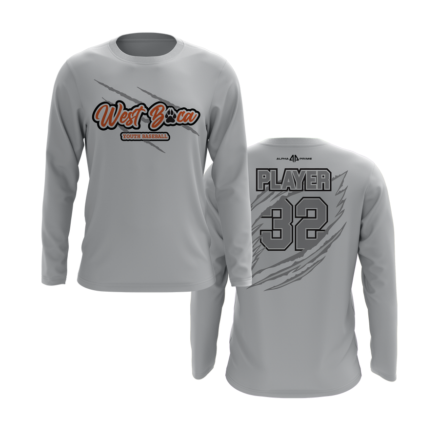 Personalized WBYB Long Sleeve Shirt - Silver Team Claw Mark Logo