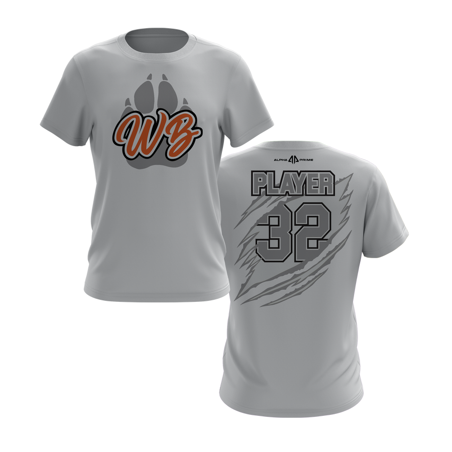 Personalized WBYB Short Sleeve Shirt - Silver Team Paw Print Logo