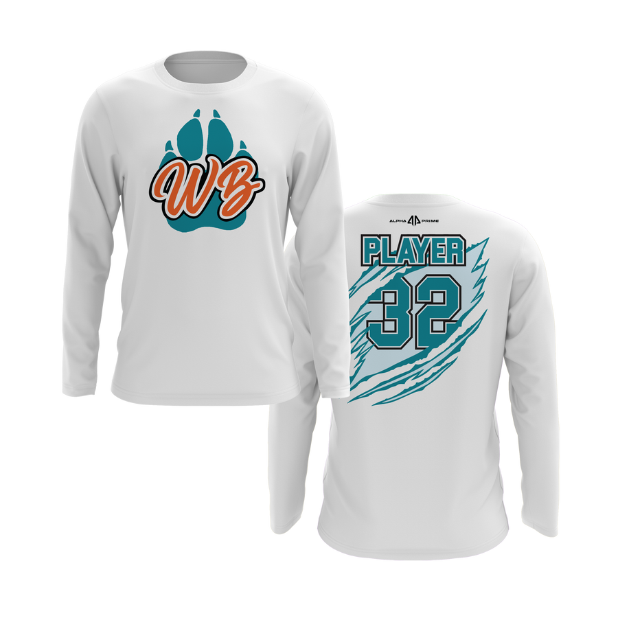 Personalized WBYB Long Sleeve Shirt - Teal Team Paw Print Logo
