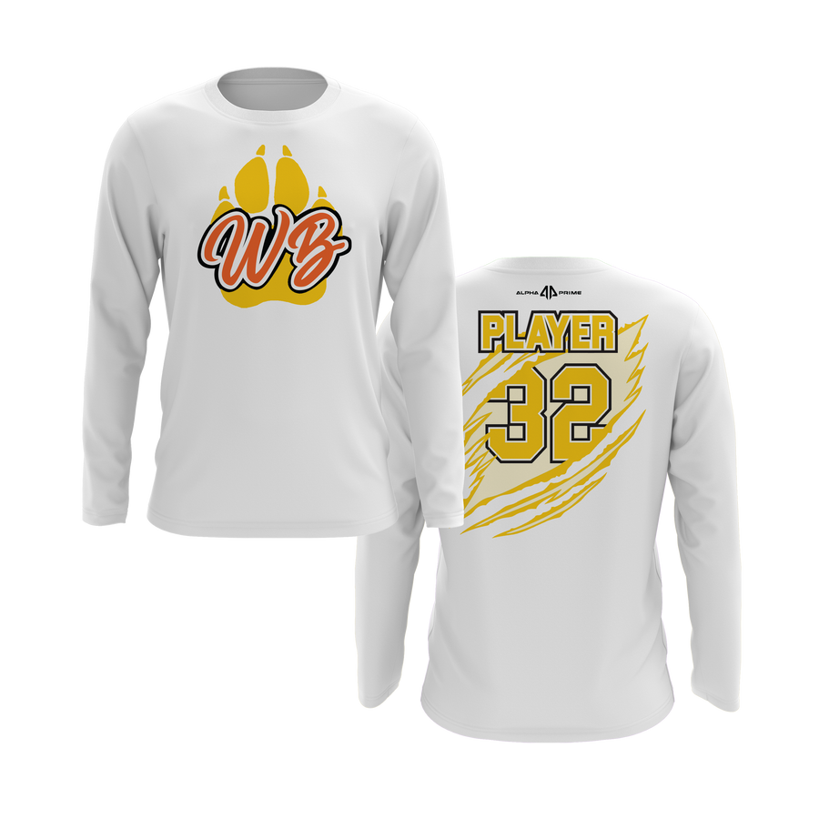 Personalized WBYB Long Sleeve Shirt - Yellow Team Paw Print Logo