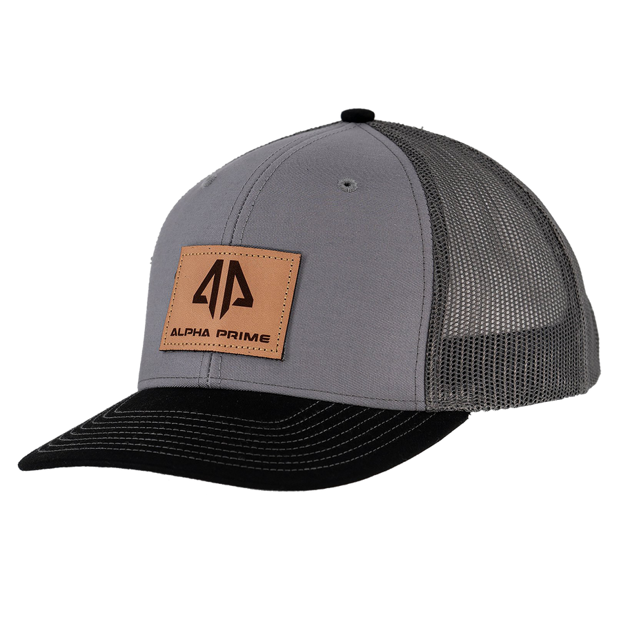 AP Retro Trucker Snapback Hat - Heather Grey & Red - Alpha Prime